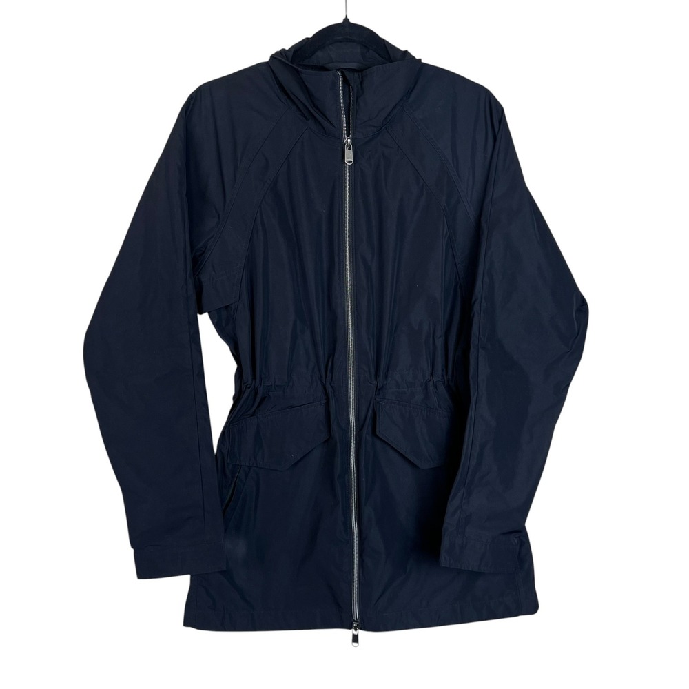 Athleta Womens black Full Zip Cinched Waist Windbreaker Jacket Small Tall